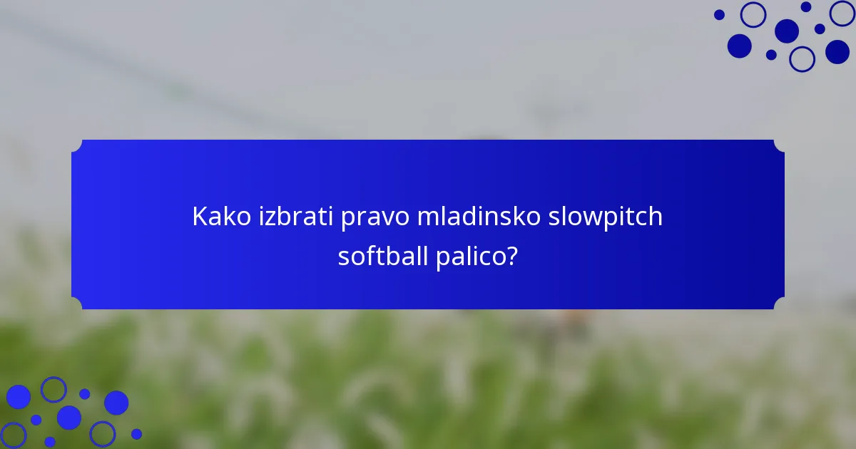 Kako izbrati pravo mladinsko slowpitch softball palico?