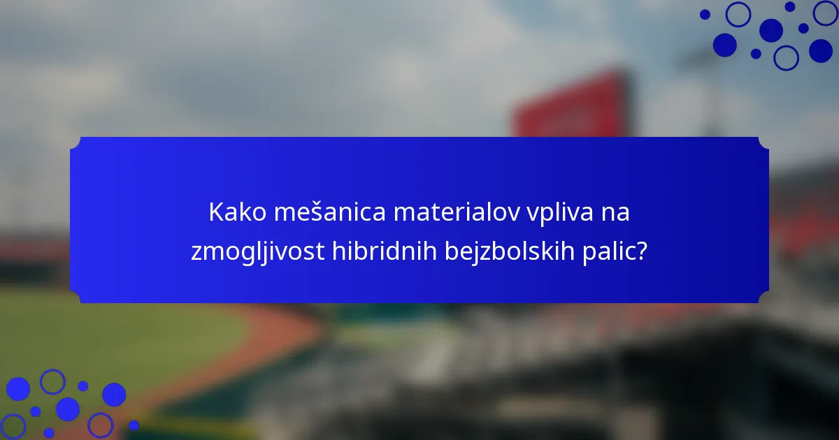 Kako mešanica materialov vpliva na zmogljivost hibridnih bejzbolskih palic?