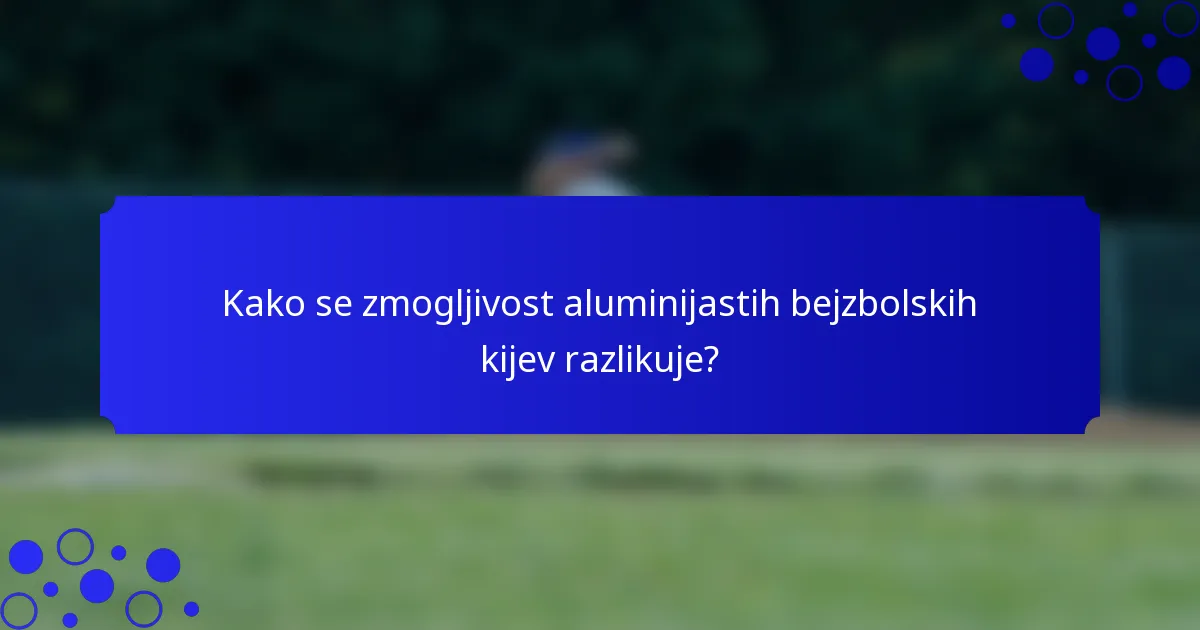 Kako se zmogljivost aluminijastih bejzbolskih kijev razlikuje?