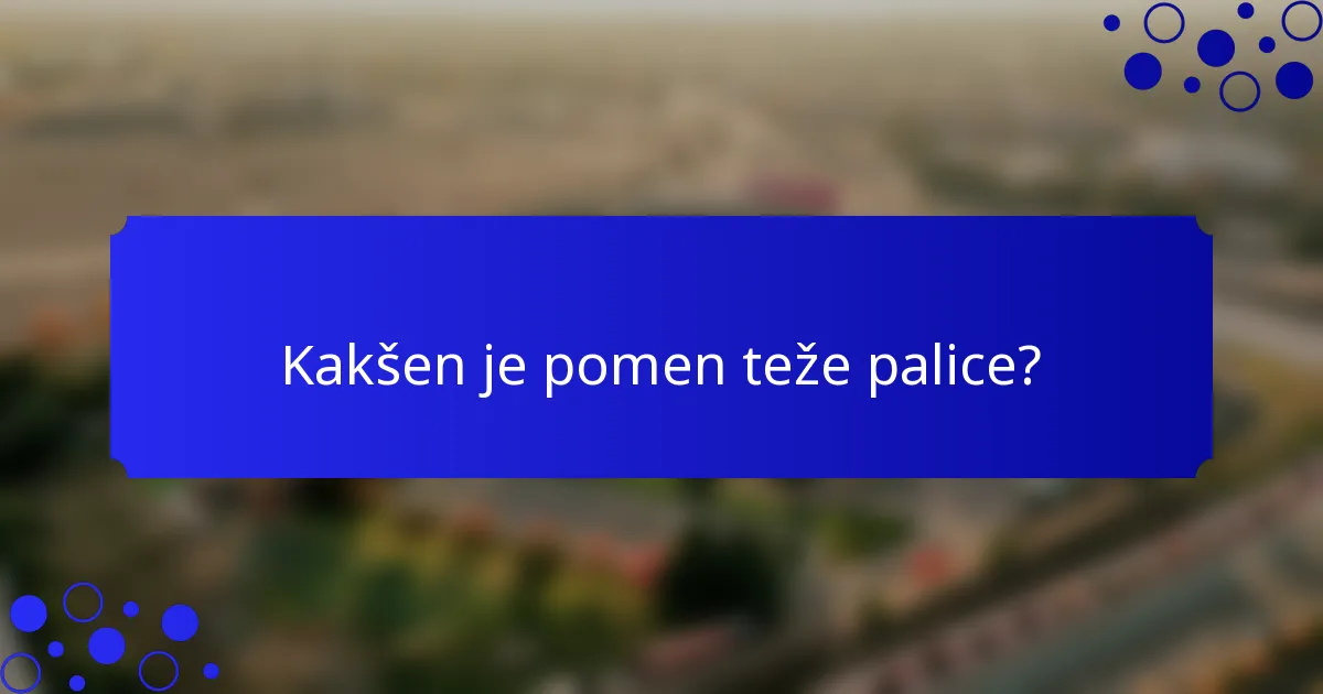 Kakšen je pomen teže palice?