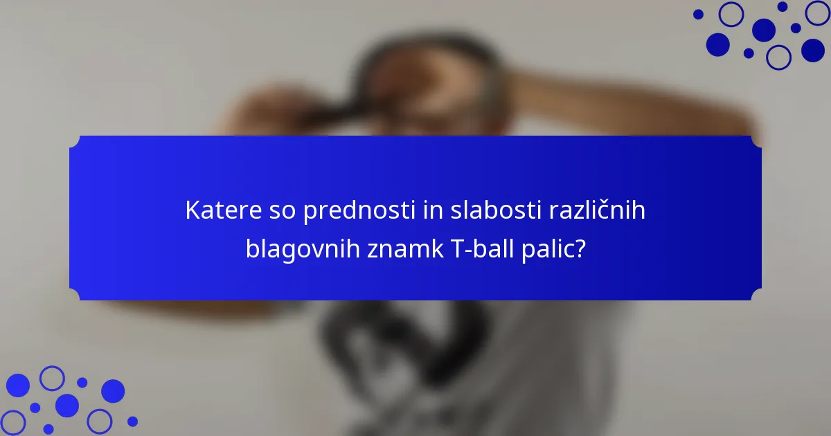 Katere so prednosti in slabosti različnih blagovnih znamk T-ball palic?